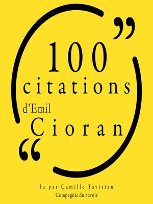 cover image of 100 citations d'Emil Cioran